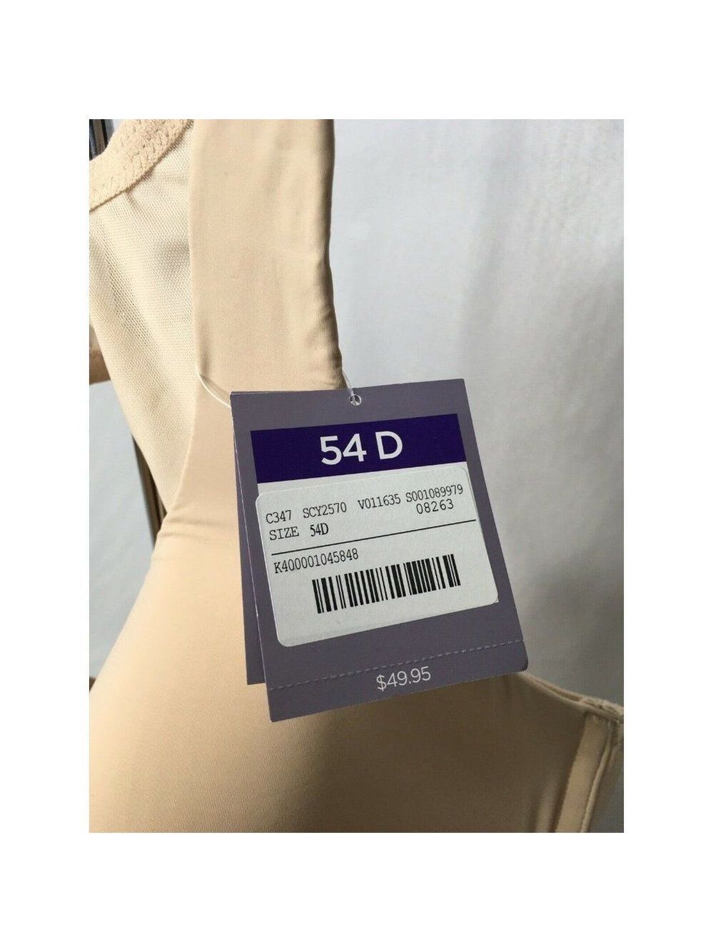 NWT Catherines PLUNGE Bra Beige Medium Coverage Underwired Wide Straps 54D - Picture 3 of 5